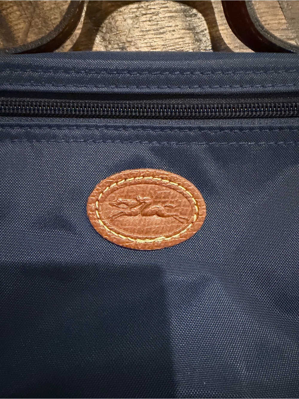 Longchamp Le Pliage Cosmetic Case Blue & Brown